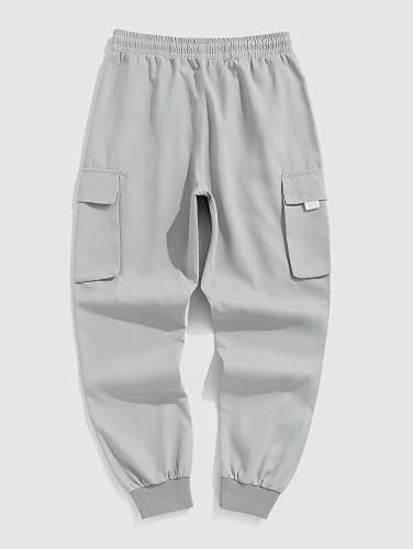 Men Techwear Cargo Joggers Flap Pocket Elastic Drawstring Waist Pants thumbnail 6