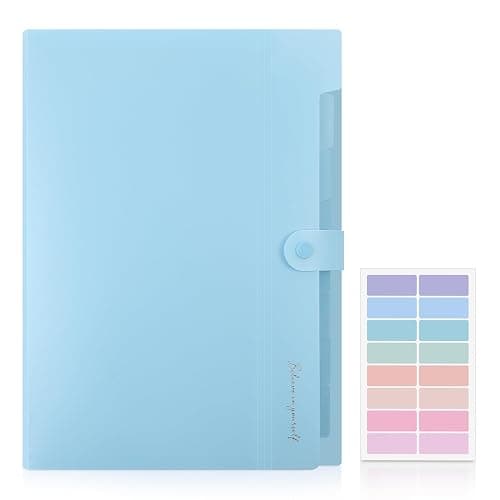 SKYDUE Expanding File Folder with 5 Pockets, Accordion File Organizer,Portable Receipt Paper Documents Organizer,Letter Size Filing Folder School Office Supplies,Lightblue thumbnail 5