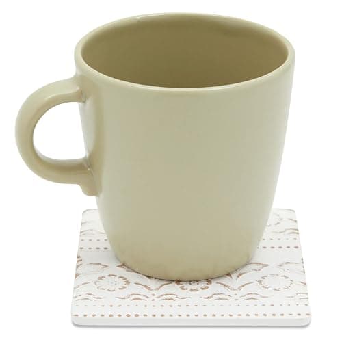Juvale Wooden Coasters Set of 6-3.8 in, White, Square, Farmhouse Style - Coaster Holder for Coffee Table & Bar Decor - Kitchen & Living Room Decor thumbnail 4