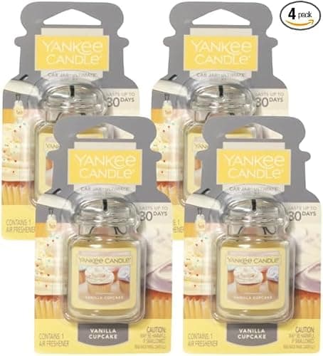 Yankee Candle Car Jar Ultimate Air Freshener, Hanging Car Air Freshener, Long Lasting Car Fragrance (Vanilla Cupcake) - Image 1