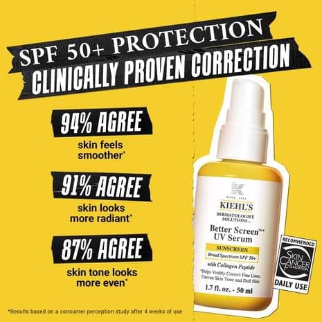 Kiehl's Better Screen UV Serum SPF 50+, Invisible Facial Sunscreen with Collagen Peptide, UV Filters to Shield UVA & UVB, Helps Correct Visible Signs of Aging, Boosts Skin Radiance thumbnail 2