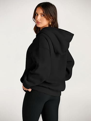 Trendy Queen Womens Oversized Hoodies Fleece Sweatshirts Fall Fashion 2025 Pullover Sweaters Winter Clothes - Black - Small thumbnail 4