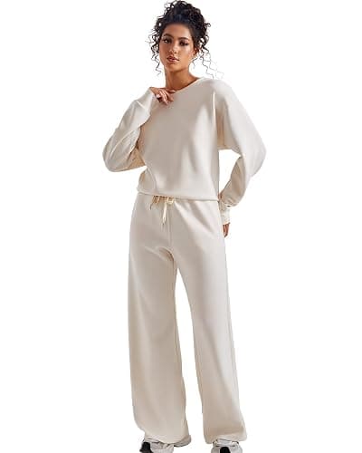 SUUKSESS Women Modal Fall 2 piece outfits Oversized Sweatshirt Wide Leg Pants thumbnail 5
