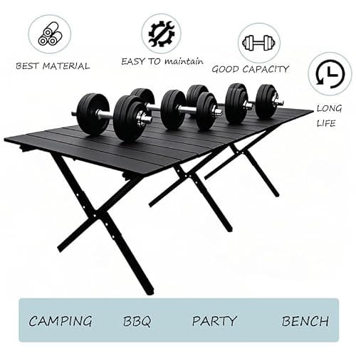 Evolve Heritage Collection Portable Low Alluminum Roll Up Travel Folding Table for Beach, Camping, & Picnic – Compact, Lightweight, Multi-Purpose for Indoor & Outdoor Use (Black) thumbnail 5