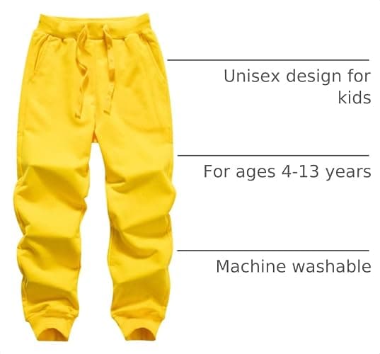 WIYOSHY Kids' Solid Color Drawstring Cotton Sweatpants Jogger Pants for Boys & Girls thumbnail 4