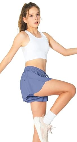 Girls Butterfly Shorts Kids Flowy Short 2-in-1 Girl's Skirts Athletic Skorts with Pocket thumbnail 2