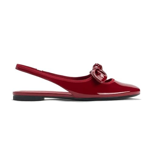 Feathos Women's Bow Ballet Flats Open Back Low Heel Dress Casual Shoes for Daily Outings and Outfits thumbnail 2