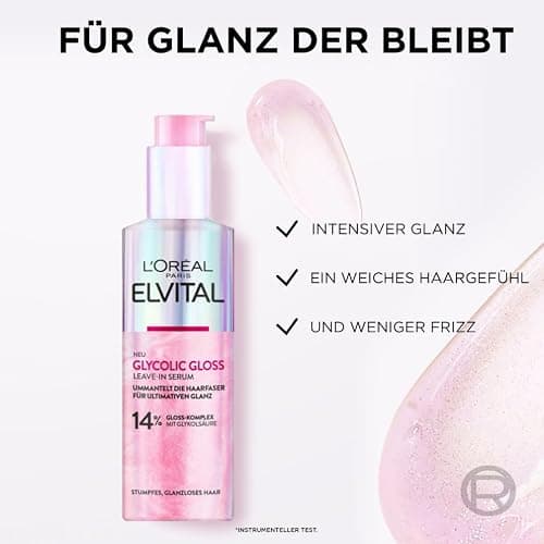 L'Oréal Paris Elvital Glycolic Gloss Serum für glanzloses und stumpfes Haar, Haarpflege für intensive Geschmeidigkeit und ultimativen Glanz, Leave-In Serum, regenerierend, mit Glykolsäure, 150ml thumbnail 5