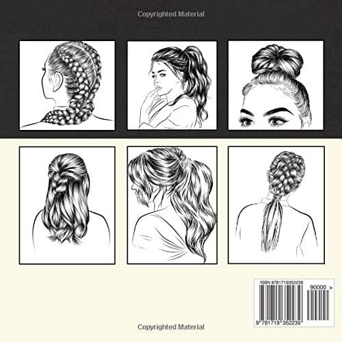 Hairstyles - Coloring Book: Beautiful Women Hair Designs - Fashion & Fun - Digital Sketches – For Adults & Teenagers thumbnail 2
