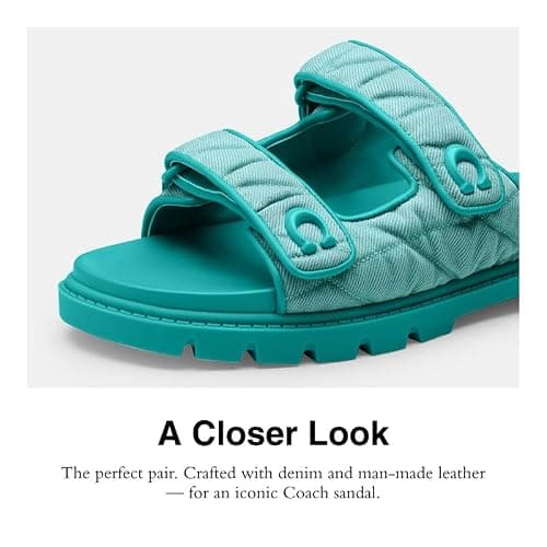 COACH womens Sculpted C Leather Double Band Sandals thumbnail 4