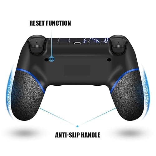 AceGamer Wireless Controller for PS4, Custom Design V2 Gamepad Joystick for PS4 with Non-Slip Grip of Both Sides and 3.5mm Audio Jack! Thumb Caps Included! (Lightning) thumbnail 3