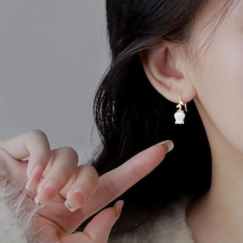 Reffeer Solid 925 Sterling Silver Flower Crawler Cuff Earrings Wraps for Women Teens Flower Wrap Earrings Climber thumbnail 2