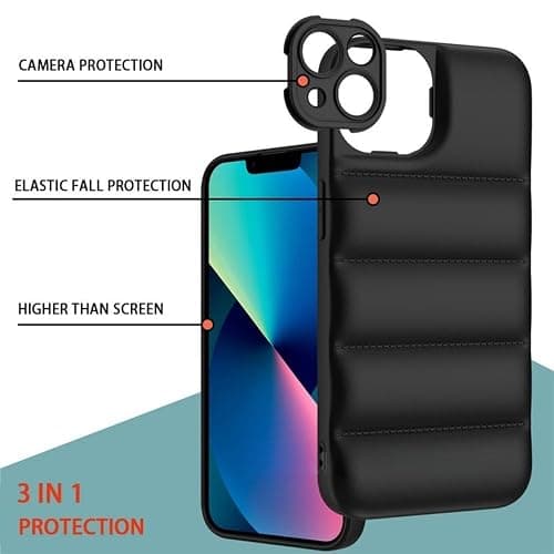 SSASMEU Luxury Down Jacket Phone Case For iPhone 15 14 13 12 11 Pro XS Max X XR 7 8 Plus The Puffer Case Soft Silicone Shockproof Cover,B,Black,For iPhone X XS thumbnail 2