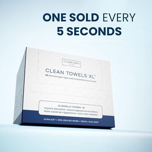Clean Skin Club Clean Towels XL, 100% USDA Biobased Face Towel, Disposable Face Towelette, Makeup Remover Dry Wipes, Ultra Soft, 50 Ct, 1 Pack thumbnail 10