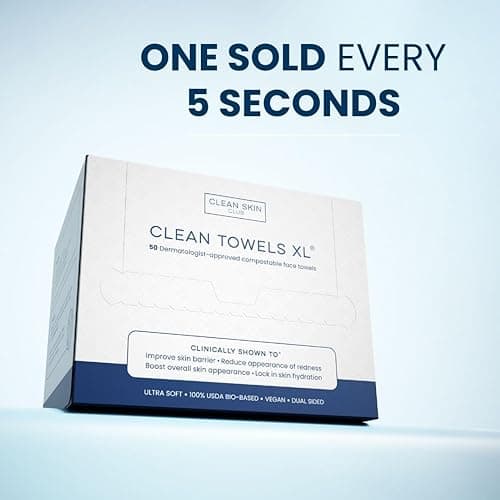 Clean Skin Club Clean Towels XL™, 100% USDA Biobased Face Towel, Disposable Face Towelette, Eczema Association Accepted, Makeup Remover Dry Wipes, Ultra Soft, 50 Ct, 1 Pack - 50 Count (Pack of 1) thumbnail 9