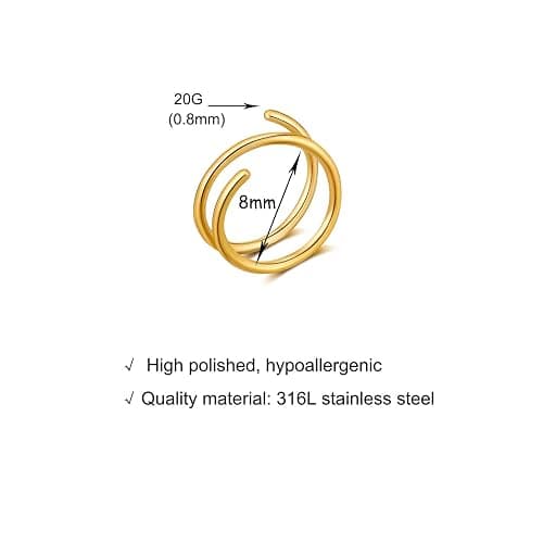 Goenjoy Double Hoop Earrings for Single Piercing，Double Earrings for One Hole, Twist Double Hoop Huggie Earrings, Wrap Earrings Spiral Earrings for Women thumbnail 3