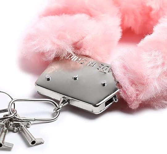 Stainless Steel Pink Fluffy Handcuffs for Ankles and Wrist with Chain Set Fuzzy Sweater Hand Cuff Set for Adults Bedroom Hand Cuffs for Women Couples WM168 thumbnail 3
