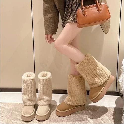 GBGRHM Women's Faux Fur Snow Boots – 2-Inch Platform Winter Shoes with Plush Lining | Y2K Aesthetic, Warm & Cozy for Cold Weather thumbnail 2