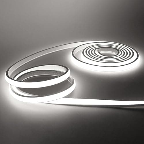 KISUFU Bandeau LED COB 220V, IP65 étanche Flexible néon LED Strip 288 Leds/m Bandes à LED Ruban pour DIY Chambre, Cuisine, Exterieur Maison Décoration. Blanc,1M - Image 1