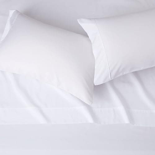 Amazon Basics Lightweight Super Soft, Wrinkle-Free, Easy Care Microfiber 4-Piece Bed Sheet Set with 14-Inch Deep Pockets, Full, Bright White, Solid thumbnail 3