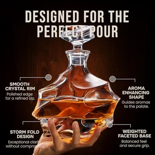 TsukiGlass Storm Japanese Crystal Whisky Decanter – 100% Ultra Clarity Lead-Free Crystal – 750ml Elegant Liquor Carafe for Whiskey, Scotch, Bourbon & Spirits thumbnail 3