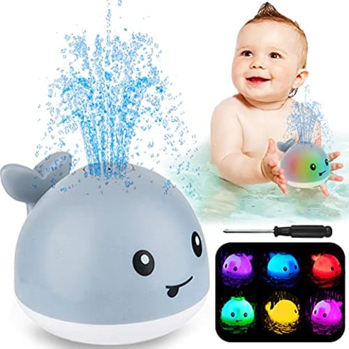 ZHENDUO Baby Bath Toys, Light Up Bath Toys Spray Water Bath Toy, Sprinkler Bathtub Toys for Toddlers Kids Boys Girls, Pool Bathroom Toy for Baby,Christmas Baby Toys - Grey