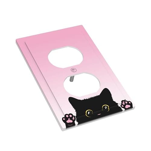 Cute Kitten Black Cat Pink Background Outlet Covers 1 Gang Duplex Light Switch Cover Decorative Switch Plates Electrical Receptacle Faceplate Wall Plate for Kids Room Nursery Decor thumbnail 4