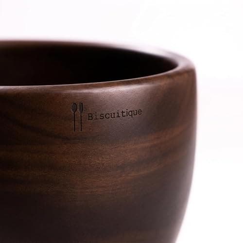 Biscuitique Premium Solid American Walnut Wood Mixing Bowl Compatible with Kitchen Aid Tilt-Head Models 4.5 Quart and 5QT Stand Mixer Wooden Bowls thumbnail 2