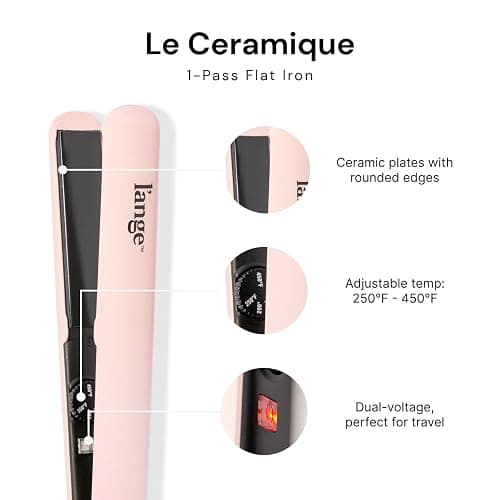 L'ANGE HAIR Le Ceramique 1-Pass Flat Iron Hair Straightener | Fast Heating Ceramic Flat Iron | Best Hot Tools Professional Hair Straightener to Lock in Moisture & Shine | (Blush) thumbnail 2