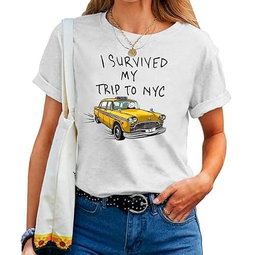 I Survived My Trip to NYC T-Shirt Funny Survived My Trip to New York Shirt Unisex Casual Short Sleeve Graphic Tees thumbnail 2