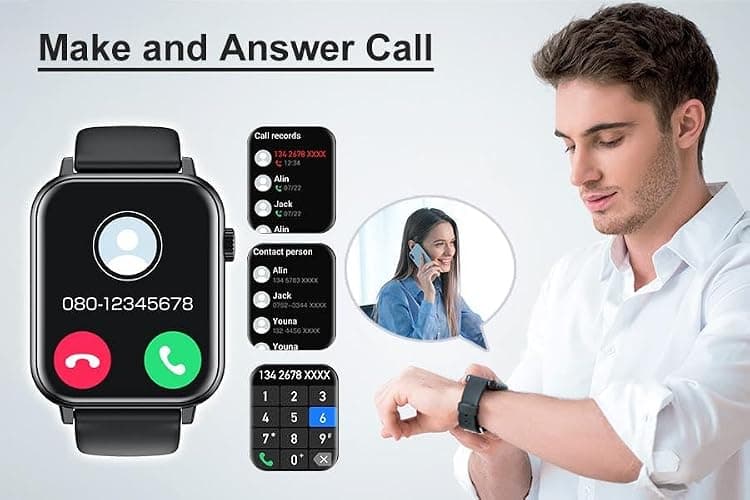 Matakul Smart Watch for Men Women 1.96" HD Screen Smartwatch Answer/Make Calls 100+ Sport Modes IP68 Waterproof Fitness Tracker with Step Counter,Sleep & Heart Rate Monitor for Android iOS Phones thumbnail 2