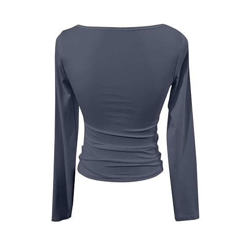 Womens Long Sleeve T Shirts Stretchy Crop Tops 2025 Fall Fashion Going Out Outfits Casual Slim Fit Y2k Winter Clothes thumbnail 4