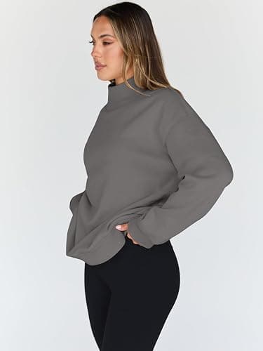 Trendy Queen Womens Oversized Sweatshirts Turtleneck Pullover Long Sleeve Hoodies Tops Fall Fashion Outfits 2025 Clothes thumbnail 3