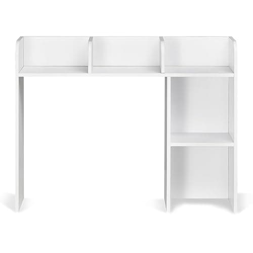 VEVOR Wood Desk Shelf, Desktop Bookshelf, Desk Storage Hutch with 6 Shelves, Office Countertop Organizer 3-Tier Display Rack, with Anti-Slip Feet Pads, for Office, Home & Dorm, White thumbnail 9