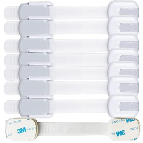 Child Proof Baby Safety Locks For Cabinet Locks Extra 3M Adhesive No Screws For Drawers Cupboard Doors (8Pack child safety cabinet locks) - Image 1