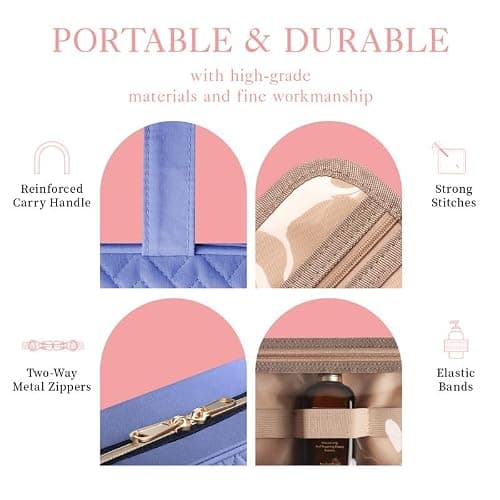 HOTOR Travel Toiletry Bag - Hanging Toiletry Bag for Women & Men, Makeup Bag/Big Comparment, Waterproof for Travel Accessories, Travel Essentials, Medium, Aegean-Blue thumbnail 7