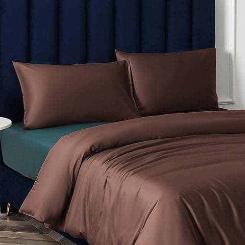 NTBAY Zippered Satin Pillow Cases for Hair and Skin, Luxury Standard Hidden Zipper Pillowcases Set of 2, 20x26 Inches, Dark Brown thumbnail 2