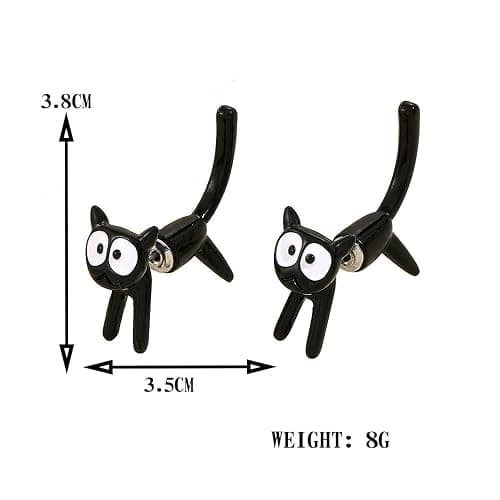 Cute Cats Unique Earrings Front Back Stud Earrings for Women.Black Cat Screw on Back Earrings for Women Animal Jewerly Gift Earring (A) thumbnail 3