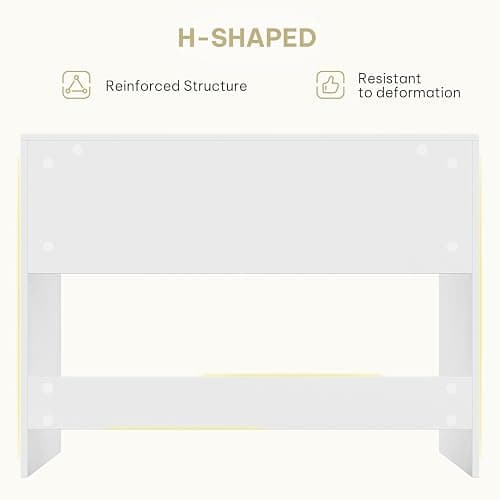 eSituro Computer Desk with Drawer, Home Office Desk 100x50x75 cm, Vanity Table with Storage, Dressing Table for Bedroom, White thumbnail 8