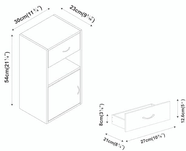 URBNLIVING 1 Door 1 Drawer Wooden Bedroom Bedside Cabinet Shelf Nightstand Side Table Unit (White) thumbnail 3