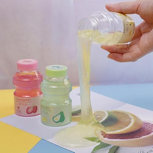 FLIPNEX Clear Strawberry Jelly Slime - Fluffy, Stretchy, Crunchy Bubble Slime - Soft Putty Stress Relief Toy - Party Favors - Super Light - Pink thumbnail 5