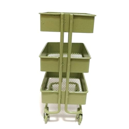 RALIYATX Trolley Storage Shelf, Floor Storage Trolley with Wheel, Miniature Furniture Storage Shelf, Bookcase, Decorative Display, Pink thumbnail 6