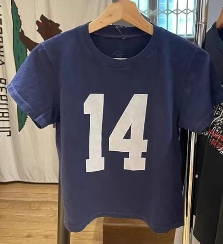 Number 14 Fitted Tee Jersey Summer Crop Top Short Sleeve Y2k Shirt Graphic Baby Tee Women thumbnail 3