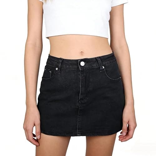 Zsouton Women Denim Skirt Casual Mini Jean Skirt Low Waist Y2K Stretch Cute Jean Skirt with Pockets Zip Fly Denim Mini Skirt - Image 1