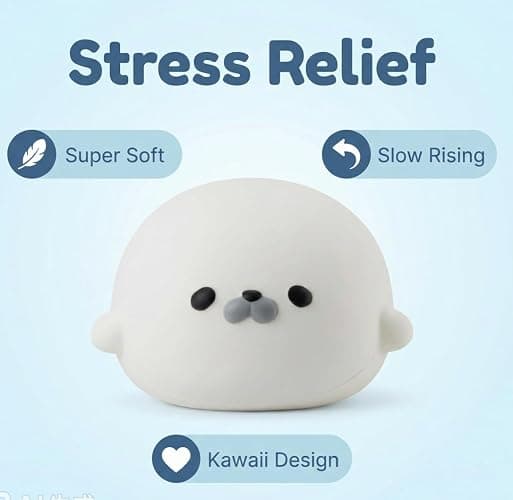 Jumbo Seal Squishy Toy, 4.7 Inch Ultra Slow Rising Cream Scented Kawaii Sea Lion,Stress Relief Squeeze Toy for Adults,Soft Sensory Squeeze Bun for Office Desk Party Favors(White) thumbnail 6