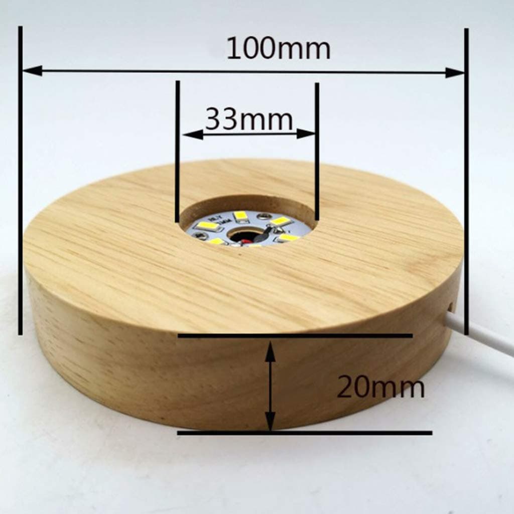 Baoblaze LED Lights Wooden Lighted Stand Round Shaped Lamp Night Light Base Holder for DIY Crystal Acrylic Board, Warm Light thumbnail 6