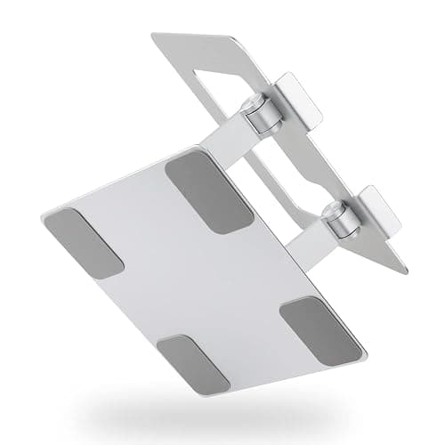Amazon Basics Ergonomic and Foldable Laptop Stand for Desk, Adjustable Riser, Fits all Laptops and Notebooks up to 17.3 Inch, 10 x 8.7 x 6 in, Silver thumbnail 4