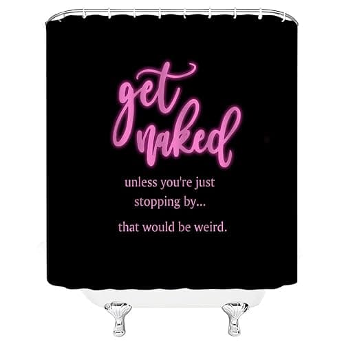 VPUPCN Get Naked Shower Curtain Pink Funny Quote Cute Font Words Black Modern Fashion Cool Simple Polyester Curtains Bathroom Decor with Hooks 70" Wx70 H thumbnail 5