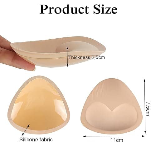 2 Pairs Self Adhesive Silicone Bra Pads Removable Sticky for Push Up Bikini Swimsuit Sports Invisible Comfy Cups Nude Black thumbnail 2