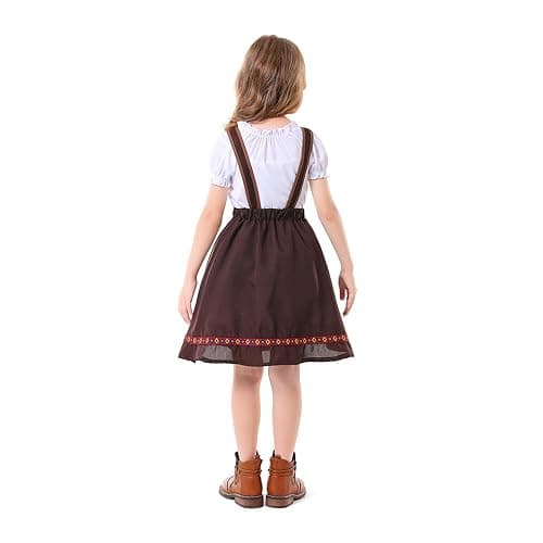 Owlfder Girls German Dirndl Dress Oktoberfest Bavarian Costume Kids Halloween Maid Dress for Girls Beer Festival Outfit thumbnail 2